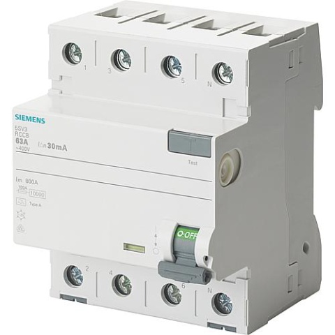 Siemens Disjoncteur différentiel Siemens, 4 pôles, type A, 40A, 300mA, 5SV3644-6 5SV3644-6 NOUVEAU