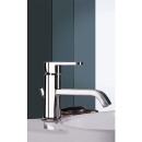 Mezclador de lavabo Evenes en acero inoxidable mate Cubo, con desagüe. Proyección 140 mm Nuevo