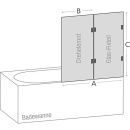 Attacco per vasca da bagno Evenes Farfalla 1 parte girevole + 1 parte fissa 900x1400mm, vetro di sicurezza temperato 8mm, revers. Nuovo