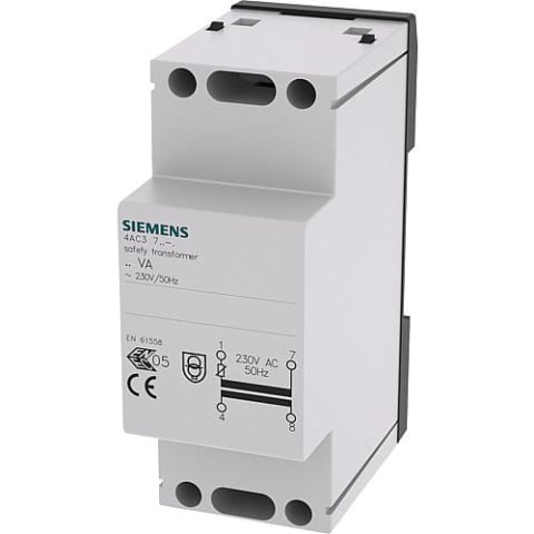 Transformador de seguridad Siemens 63VA PRIM 230V, 50HZ, SEK 2x12V/ 24V 4AC3763-0 NUEVO