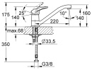 Evenes wastafelmengkraan Top II verchroomd, draaibaar. Gegoten uitloop Projectie 220 mm Nieuw