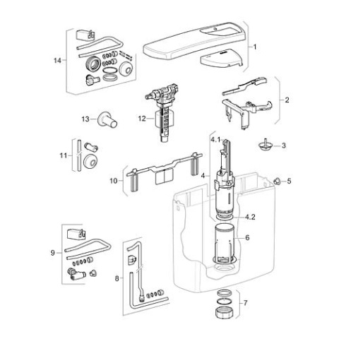 GEBERIT Spülkastendeckel weiß mit Start/Stop Taste für AP 140 NEU