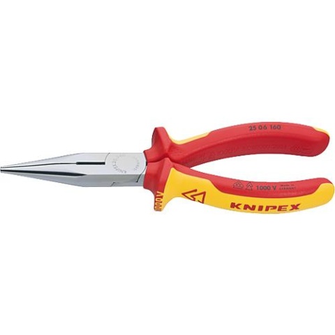 KNIPEX Flachrundzange mit Schneide (Radiozange) gerade Backen länge 160 mm 25 06 160 NEU