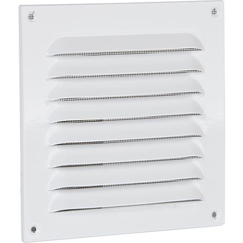 UPMANN grille de protection contre les intempéries,alu blanc 150x150 mm avec moustiquaire vis et chevilles 54610 NOUVEAU