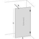 Evenes Walk-In glazen douchescherm, zeefdruk, volledige vloer, montage + stang, rond, 1480x2000x8mm Nieuw