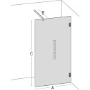 Evenes Walk-In Glasduschwand,Siebdruck, Beschlägen+Stabi.-Stange, rund, 980x2000x8mm ES Neu