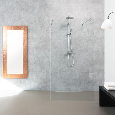 Evenes Walk-In glass shower screen 1465x2000x8 mm ESGFloat glass with ETC, with 2 stabilisations New