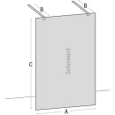 Evenes Walk-In glass shower screen 1465x2000x8 mm ESGFloat glass with ETC, with 2 stabilisations New