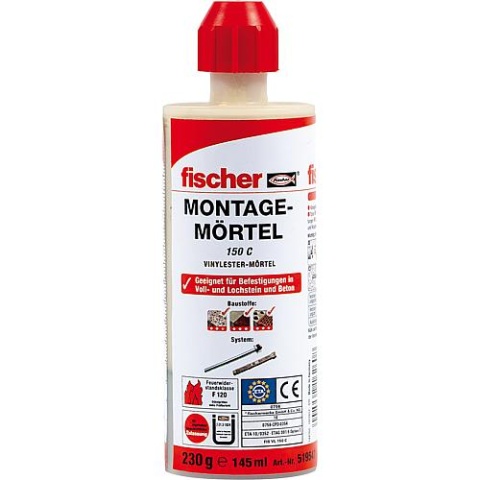 Malta di montaggio Fischer 150 C, Contenuto: 145 ml 519547 NUOVO