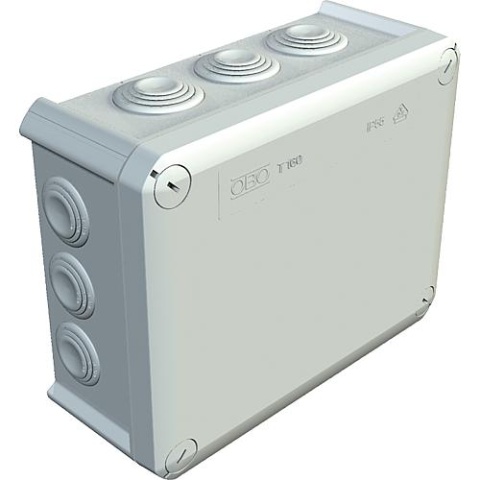 OBO Thermoplastic junction box 7 x M25 + 5 x M32, IP 66 type T 160, light grey / 1 pc. 2007 09 3 NEW