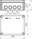 OBO Thermoplastic junction box 7 x M25 + 5 x M32, IP 66 type T 160, light grey / 1 pc. 2007 09 3 NEW