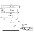 Evenes Waschtisch NUVOLA BxHxT:900x170x450mm aus Keramik,Weiß Neu