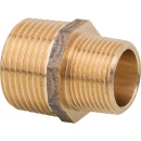 Red brass threaded fitting double nipple reduced type...