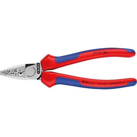 KNIPEX Alicates para crimpar extremos de cable pulidos con mangos bicolor multicomponente longitud 180mm 97 72 180 NUEVO