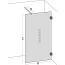 Evenes Walk-In Glasd. m. ETC Innenbünd. Wandbeschläge+Stabi.-Stange 980x2000x8mm ESG tr Neu