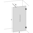 Evenes Walk-In glass d. w. ETC flush. Herrajes de pared+varilla 680x2000x8mm ESG tr Nuevo