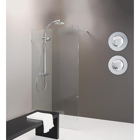 Evenes Walk-In glass d. w. ETC flush. Herrajes de pared+varilla 1580x2000x8mm ESGtr New