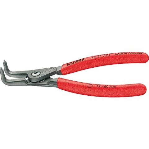 KNIPEX Alicates de precisión para arandelas (eje) recubierto de plástico antideslizante L=165mm 19-60mm puntas acodadas 49 21 A21 NUEVO